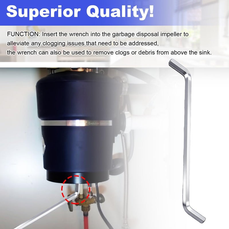 FullMayPro Garbage Disposer Unjamming Wrench/WRN-00 Garbage Disposal Wrench Tool for Dislodge Jams or Clutter From Above The Sink,Compatible with All Waste King and SinkErator/Moen garbage disposals（Silver Kit） - Image 4
